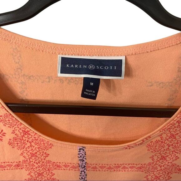 Karen Scott Short Sleeve Floral T-Shirt In Pink Size Medium - Picture 3 of 3